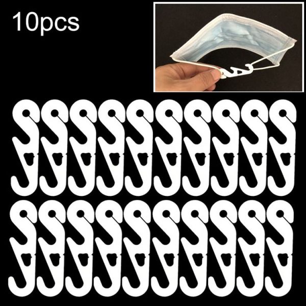 10 PCS Extension Adjustable Anti-Slip S Hook Ear Loops Retainer for Face Mask (White)