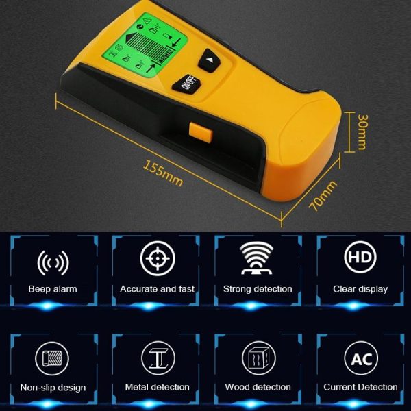 TH210 3 in 1 Wall Metal Detector for Voltage and Cable with Metal Detection Function - Image 3