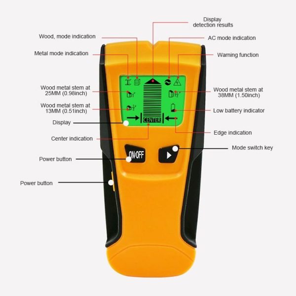 TH210 3 in 1 Wall Metal Detector for Voltage and Cable with Metal Detection Function - Image 7