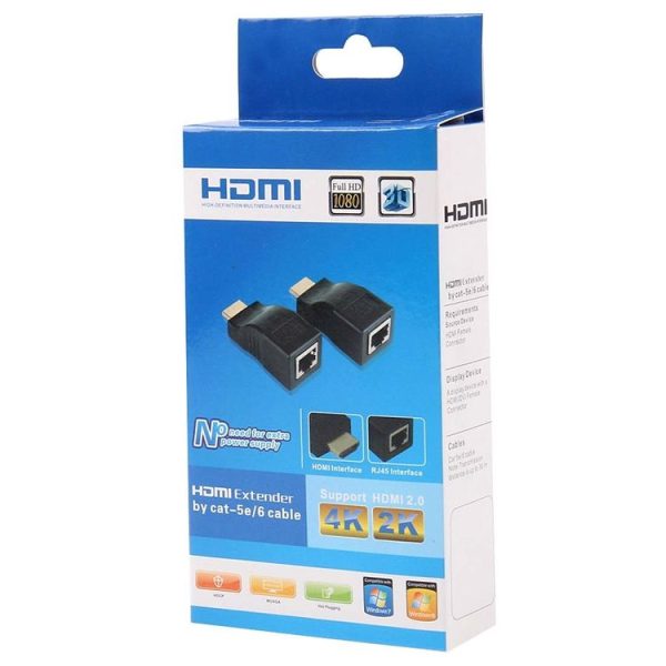 HDMI to RJ45 Extender Adapter (Receiver & Transmitter) by Cat-5e / 6 Cable, Support HDCP, Transmission Distance: 30m (Black) - Image 5