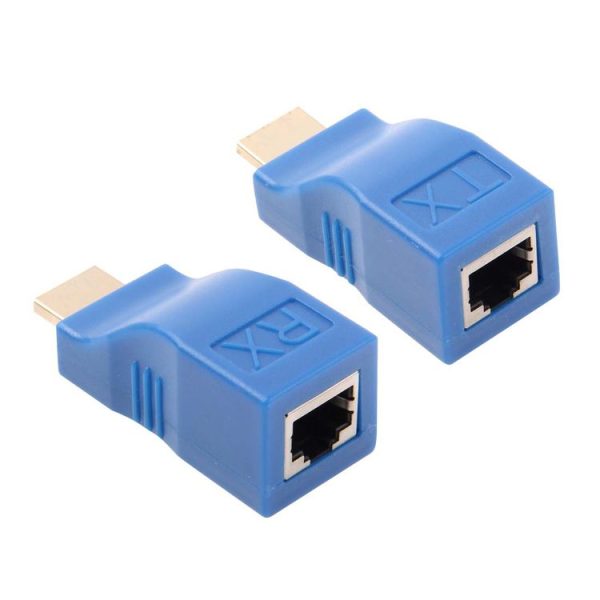 HDMI to RJ45 Extender Adapter (Receiver & Transmitter) by Cat-5e / 6 Cable, Transmission Distance: 30m (Blue) - Image 3