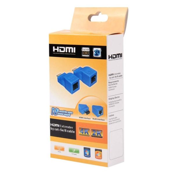 HDMI to RJ45 Extender Adapter (Receiver & Transmitter) by Cat-5e / 6 Cable, Transmission Distance: 30m (Blue) - Image 5