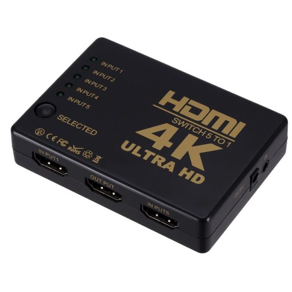 ZMT-968885 HDMI Switch 5 into 1 out 4K*2K HD Video Switch with Remote Control - Image 2