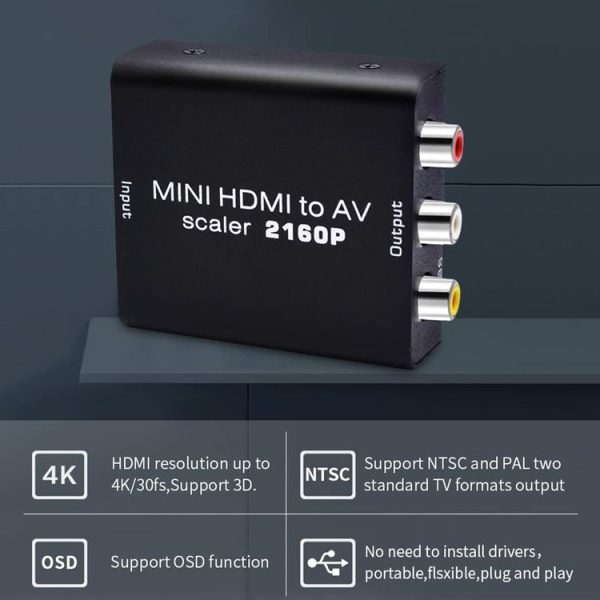 Mini HDMI to AV / CVBS Composite Video Signal Converter (Black) - Image 6
