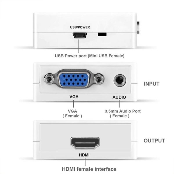 HOWEI HW-2107 HD 1080P Mini VGA to HDMI Scaler Box Audio Video Digital Converter - Image 6