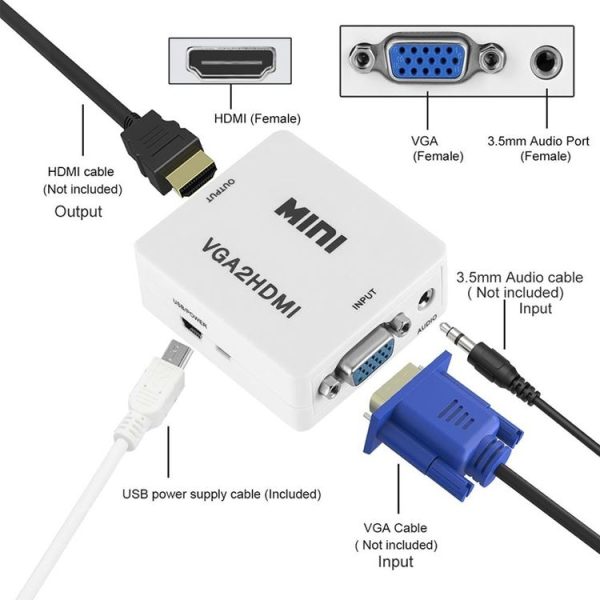 HOWEI HW-2107 HD 1080P Mini VGA to HDMI Scaler Box Audio Video Digital Converter - Image 7