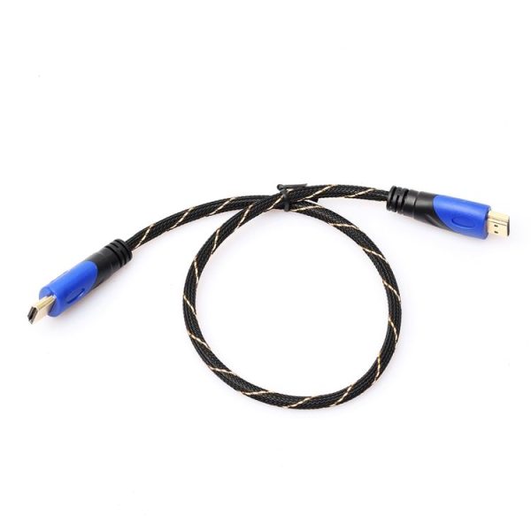0.5m HDMI 1.4 Version 1080P Woven Net Line Blue Black Head HDMI Male to HDMI Male Audio Video Connector Adapter Cable - Image 2