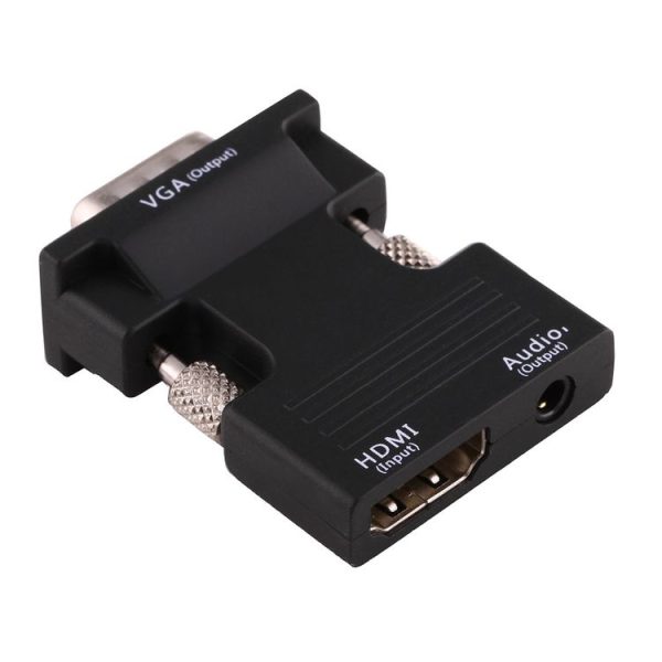 HDMI Female to VGA Male Converter with Audio Output Adapter for Projector, Monitor, TV Sets (Black) - Image 3