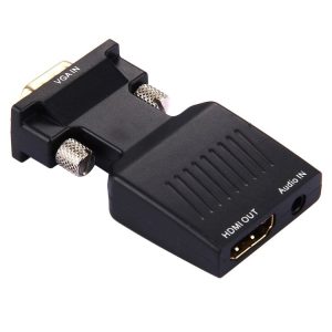 HD 1080P VGA to HDMI + Audio Video Output Converter Adapter for HDTV Monitor Projector (Black)