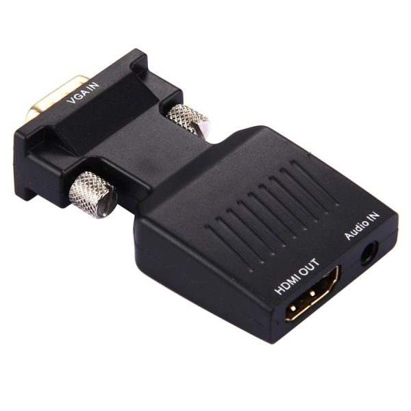 HD 1080P VGA to HDMI + Audio Video Output Converter Adapter for HDTV Monitor Projector (Black)
