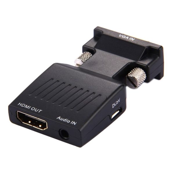 HD 1080P VGA to HDMI + Audio Video Output Converter Adapter for HDTV Monitor Projector (Black) - Image 2