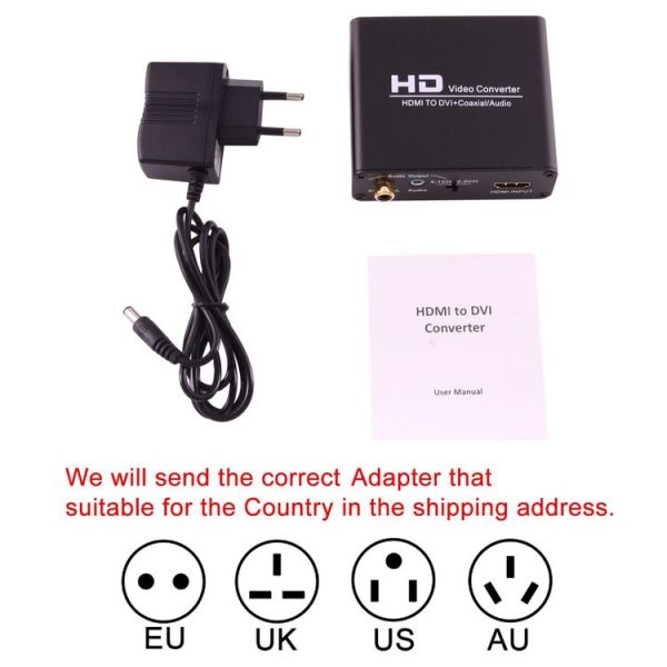 NEWKENG X5 HDMI to DVI with Audio 3.5mm Coaxial Output Video Converter, EU Plug - Image 5