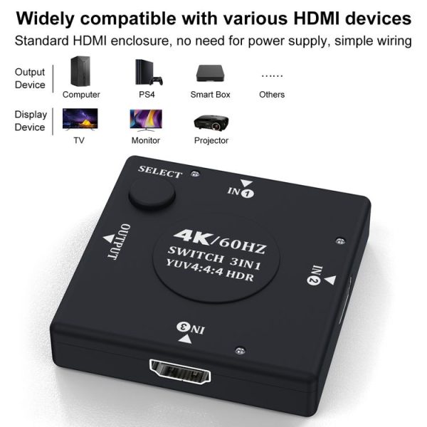 3 In 1 Out 4K 60Hz HD Video HDMI Switcher - Image 4