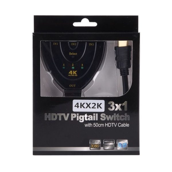 3 in 1 HDMI Input 4K x 2K HDTV Pigtail Switch Adapter HDMI Splitter - Image 4