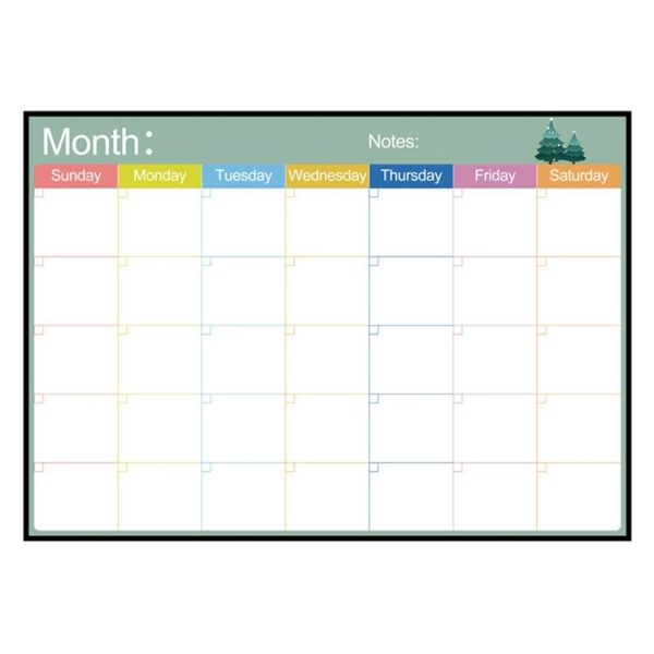 Magnetic Monthly Planner Refrigerator Magnet PET Magnetic Soft Whiteboard, Size: 29.7cm x 42cm (Black)