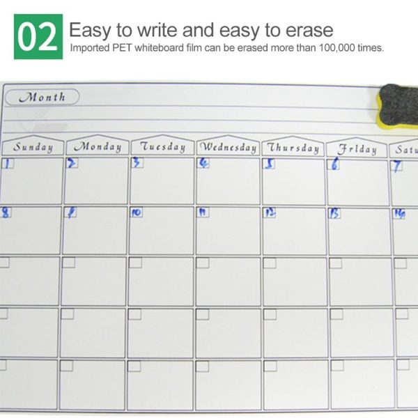 Magnetic Monthly Planner Refrigerator Magnet PET Magnetic Soft Whiteboard, Size: 29.7cm x 42cm (Black) - Image 4