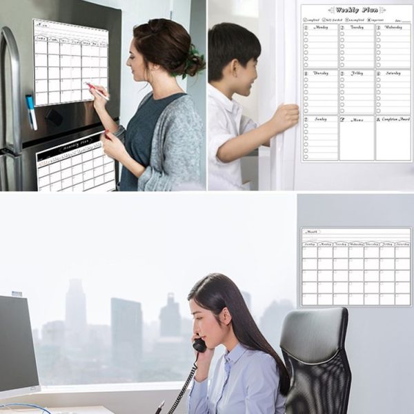 Magnetic Monthly Planner Refrigerator Magnet PET Magnetic Soft Whiteboard, Size: 29.7cm x 42cm (Black) - Image 8