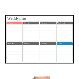 Magnetic Weekly Plan Refrigerator Magnet PET Magnetic Soft Whiteboard, Size: 29.7cm x 42cm (Black)