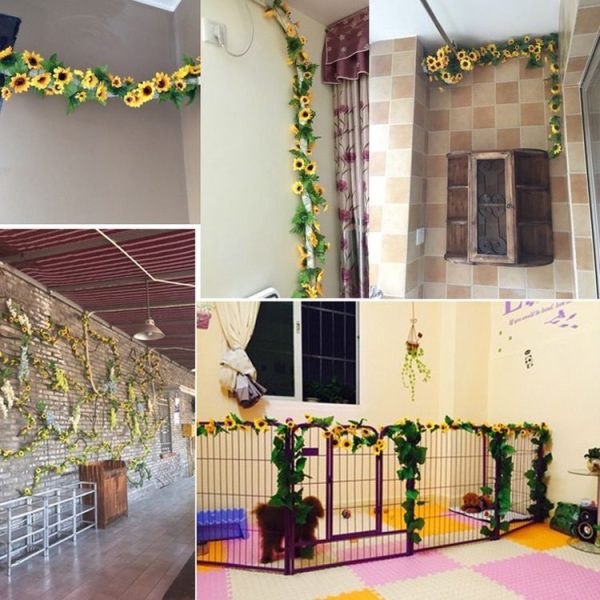 2 PCS Sunflower Artificial Flower Interior Background Wall Window Decoration, Length: 2.6m - Image 6
