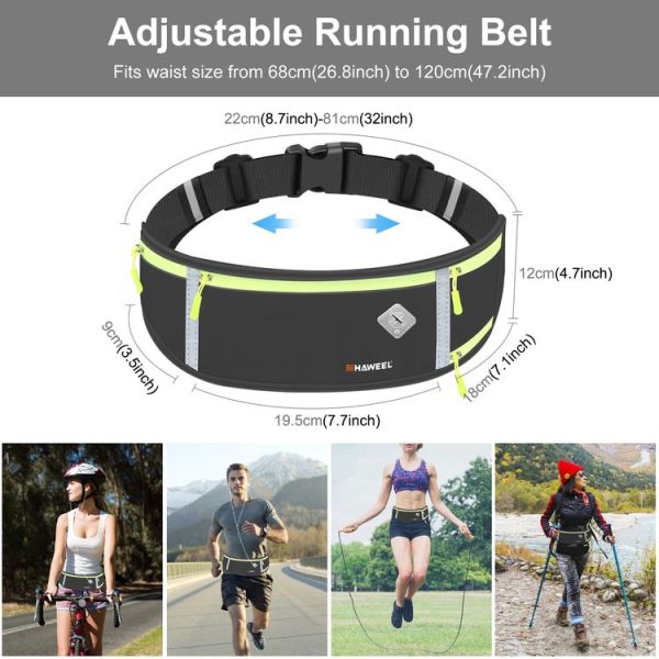 HAWEEL Running Belt Waist Fanny Pack Bag Sports Waterproof Waist Phone Pocket (Black) - Image 2