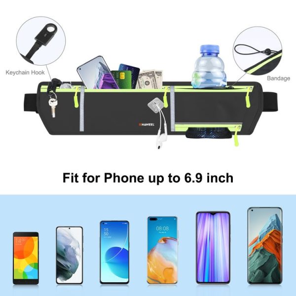 HAWEEL Running Belt Waist Fanny Pack Bag Sports Waterproof Waist Phone Pocket (Black) - Image 5