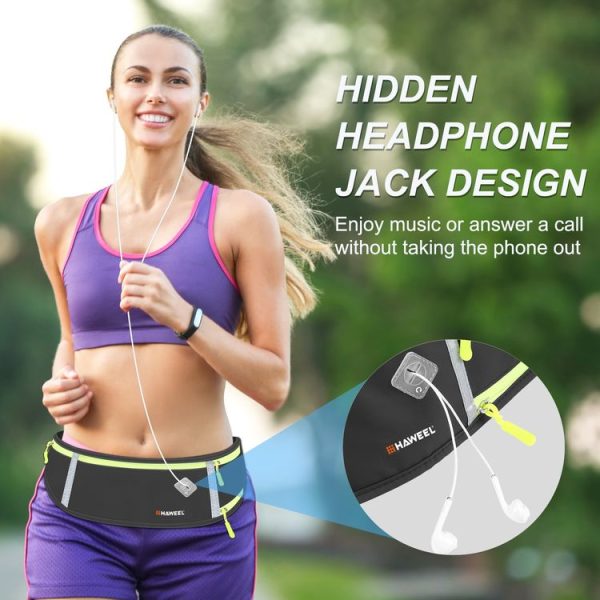 HAWEEL Running Belt Waist Fanny Pack Bag Sports Waterproof Waist Phone Pocket (Black) - Image 6