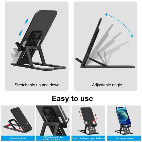 HAWEEL Adjustable Lifting Folding Portable Live Broadcast Desktop Plastic Holder (Black) - Image 7