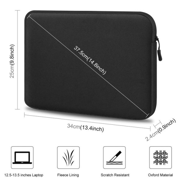 HAWEEL 13 inch Laptop Sleeve Case Zipper Briefcase Bag for 12.5-13.5 inch Laptop (Black) - Image 2