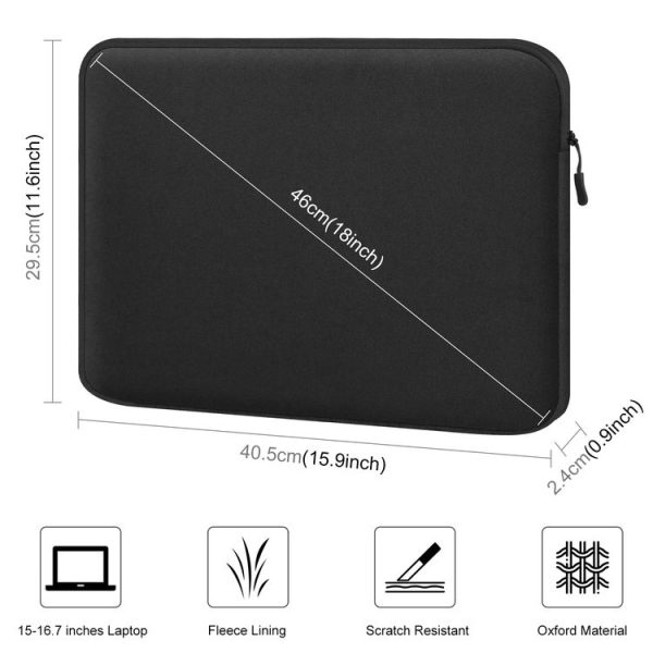 HAWEEL 16 inch Laptop Sleeve Case Zipper Briefcase Bag for 15-16.7 inch Laptop (Black) - Image 2