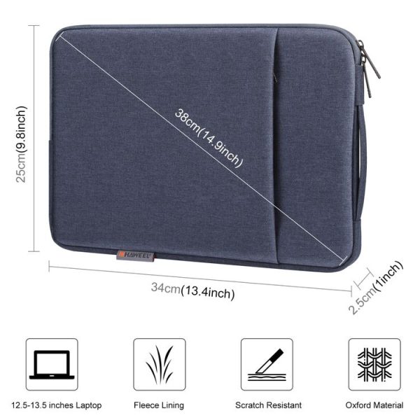 HAWEEL Laptop Sleeve Case Zipper Briefcase Bag with Handle for 12.5-13.5 inch Laptop (Gray Blue) - Image 2