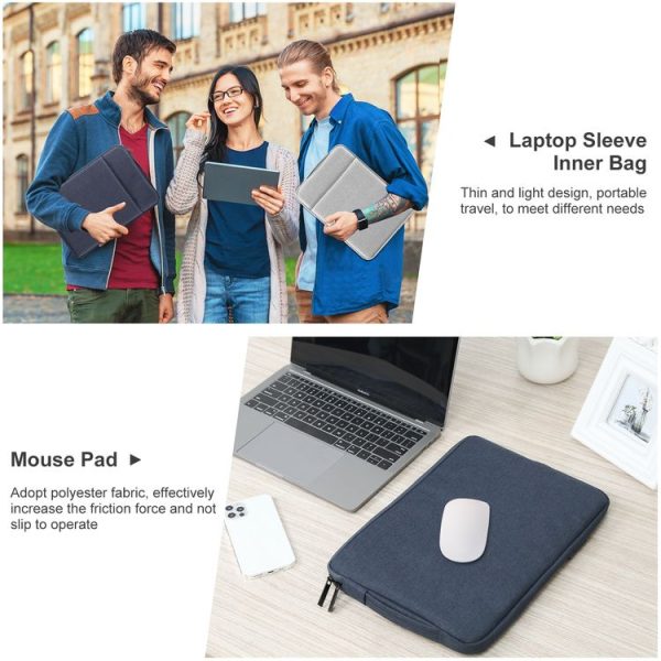 HAWEEL Laptop Sleeve Case Zipper Briefcase Bag with Handle for 12.5-13.5 inch Laptop (Gray Blue) - Image 8