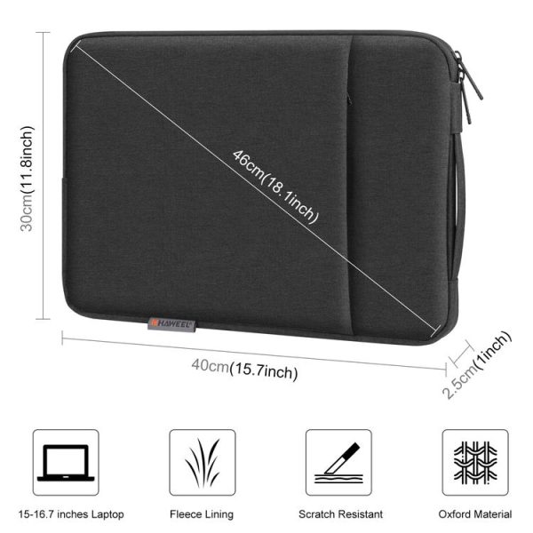HAWEEL Laptop Sleeve Case Zipper Briefcase Bag with Handle for 15-16.7 inch Laptop (Black) - Image 2