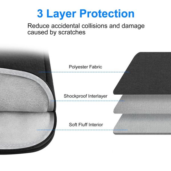 HAWEEL Laptop Sleeve Case Zipper Briefcase Bag with Handle for 15-16.7 inch Laptop (Black) - Image 4