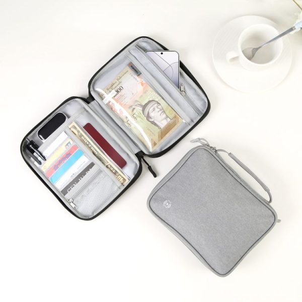 HAWEEL Passport Wallet Document Organizer Credit Cards Case Bag with Handle (Grey) - Image 10