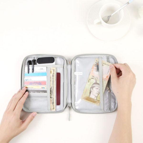 HAWEEL Passport Wallet Document Organizer Credit Cards Case Bag with Handle (Grey) - Image 9