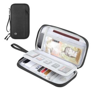 HAWEEL Clutch Bag Passport Wallet Document Organizer Credit Cards Case Bag (Black)