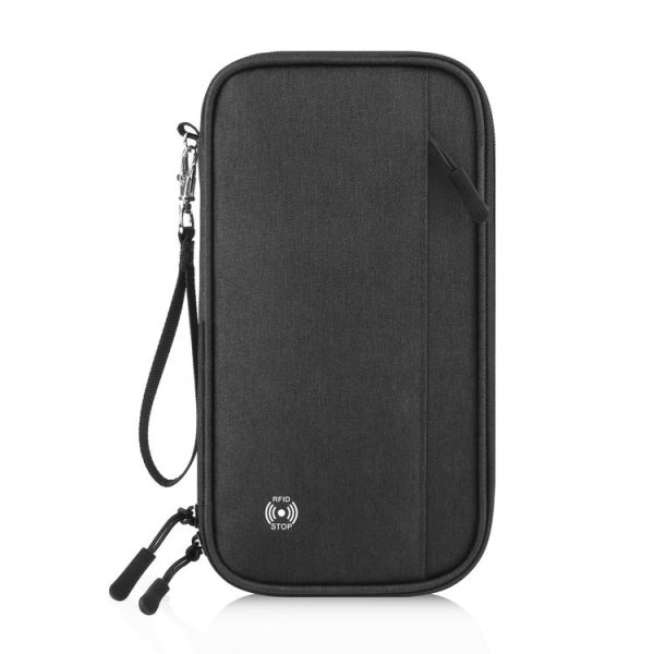 HAWEEL Clutch Bag Passport Wallet Document Organizer Credit Cards Case Bag (Black) - Image 2
