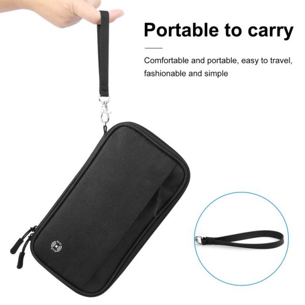 HAWEEL Clutch Bag Passport Wallet Document Organizer Credit Cards Case Bag (Black) - Image 8