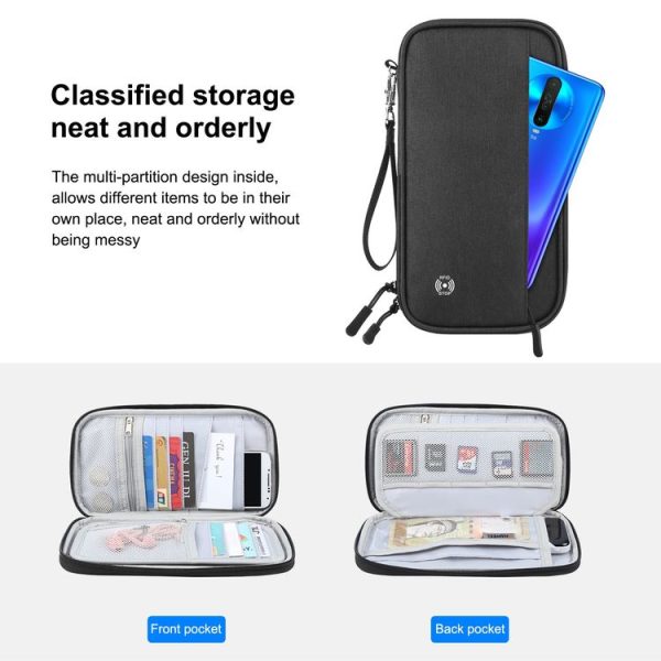 HAWEEL Clutch Bag Passport Wallet Document Organizer Credit Cards Case Bag (Black) - Image 9