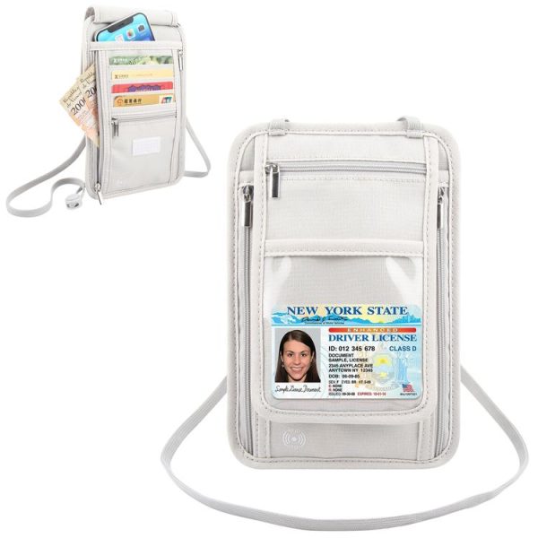 HAWEEL Neck Passport Wallet Bag Document Organizer Credit Cards Case Bag (Grey)