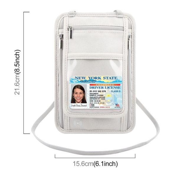 HAWEEL Neck Passport Wallet Bag Document Organizer Credit Cards Case Bag (Grey) - Image 3