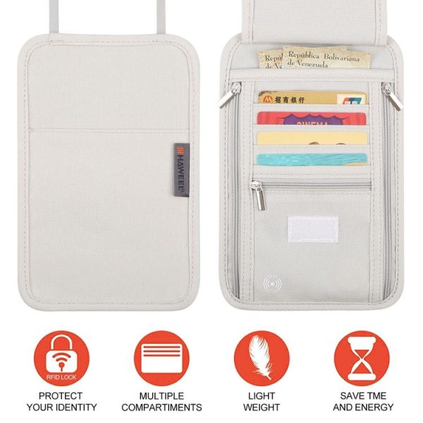 HAWEEL Neck Passport Wallet Bag Document Organizer Credit Cards Case Bag (Grey) - Image 5