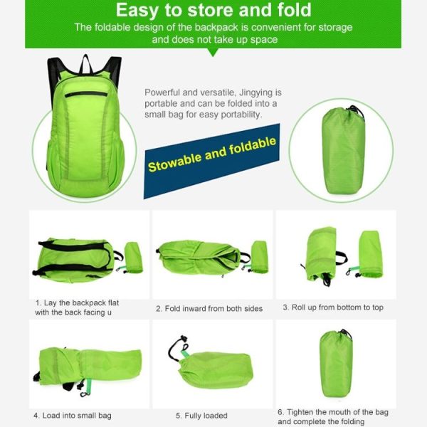 HAWEEL Portable Foldable Waterproof Backpack Folding Bag (Light Blue) - Image 5