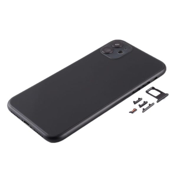 Back Housing Cover with SIM Card Tray & Side keys & Camera Lens for iPhone 11 (Black) - Image 2