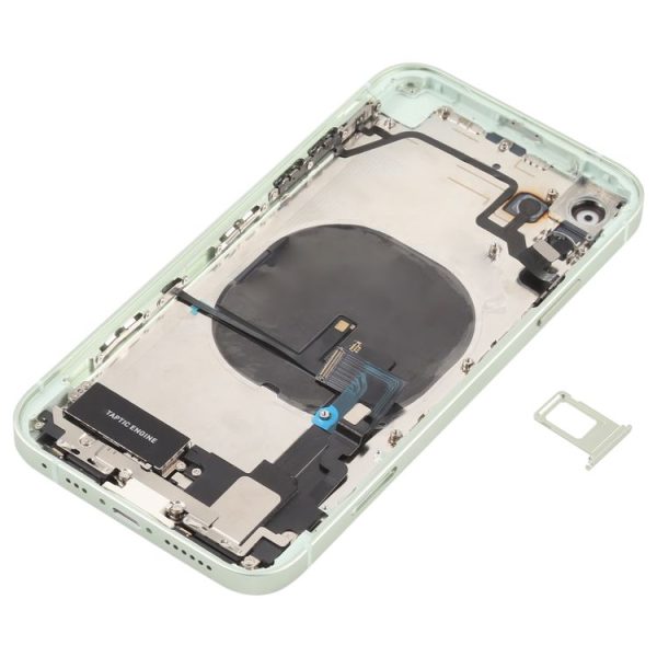 Back Housing Cover with Appearance Imitation of iP12 for iPhone XR (with SIM Card Tray & Side Keys & Power + Volume Flex Cable & Wireless Charging Module & Charging Port Flex Cable & Vibrating Motor & Loudspeaker) (Green) - Image 3