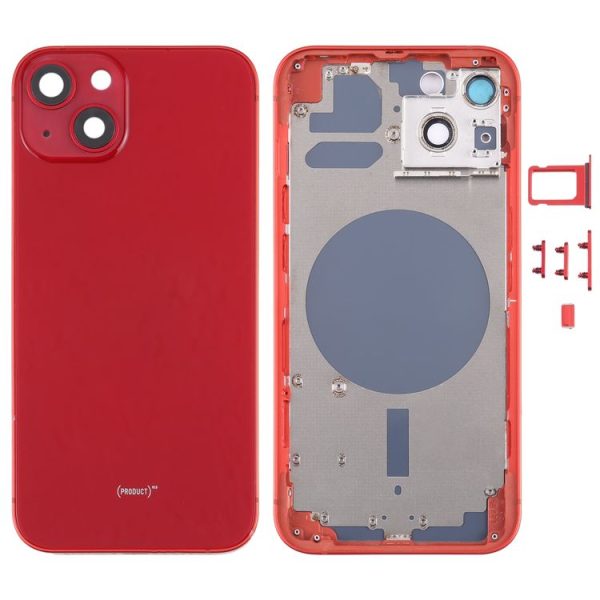 Back Housing Cover with SIM Card Tray & Side Keys & Camera Lens for iPhone 13 (Red)