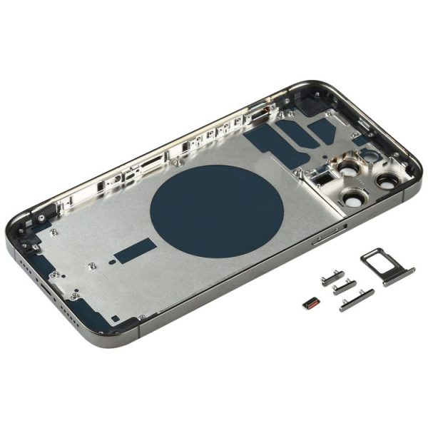 Back Housing Cover with SIM Card Tray & Side keys & Camera Lens for iPhone 12 Pro Max (Black) - Image 3