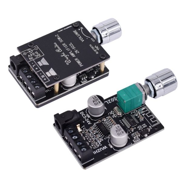 ZK-502L Bluetooth 5.0 12 / 24V Wireless Stereo Audio Digital Power Amplifier Board 50Wx2 Bluetooth Amp Amplificador, with Shell - Image 2
