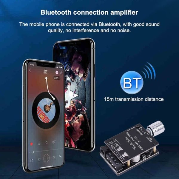 ZK-502L Bluetooth 5.0 12 / 24V Wireless Stereo Audio Digital Power Amplifier Board 50Wx2 Bluetooth Amp Amplificador, with Shell - Image 5