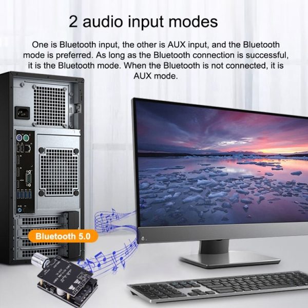 ZK-502L Bluetooth 5.0 12 / 24V Wireless Stereo Audio Digital Power Amplifier Board 50Wx2 Bluetooth Amp Amplificador, with Shell - Image 7